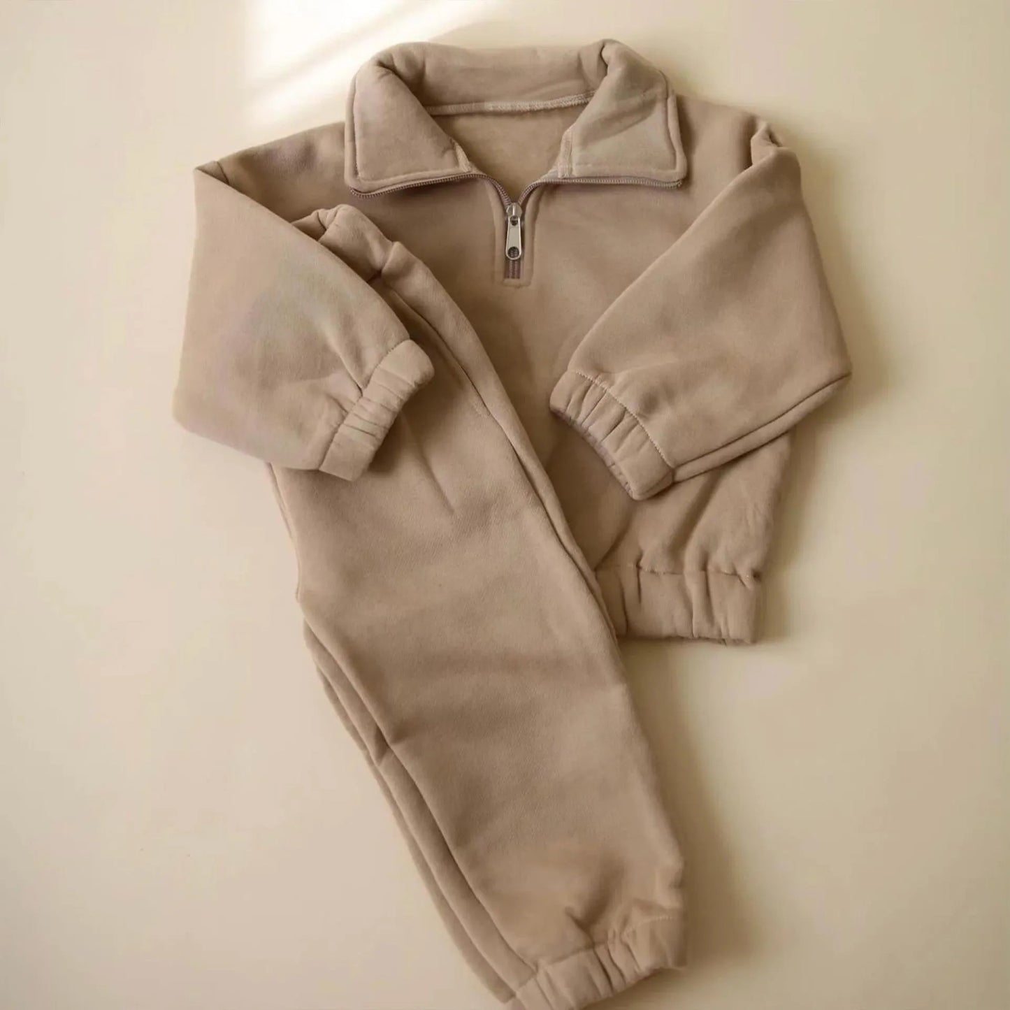Turtleneck Half Zip Top Ankle Banded Pants Fleece Casual Suit - Enfance-Heureuse