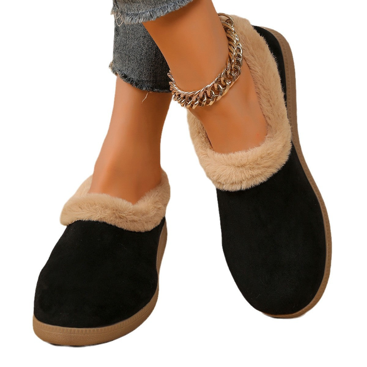 Fur Mouth Thick Bottom Short Snow Boots - Enfance-Heureuse