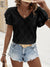 Casual Solid Color Double-layer Ruffle Sleeve V-neck Hollow Top - Enfance-Heureuse