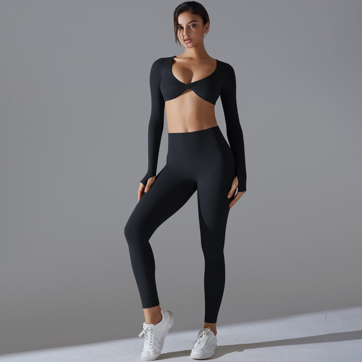 Yoga Clothes Sports Push Up Long Sleeve Workout Clothes Suit - Enfance-Heureuse