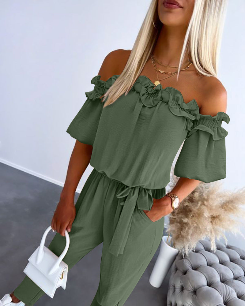 Women's Summer New Off Shoulder Jumpsuits Suit - Enfance-Heureuse