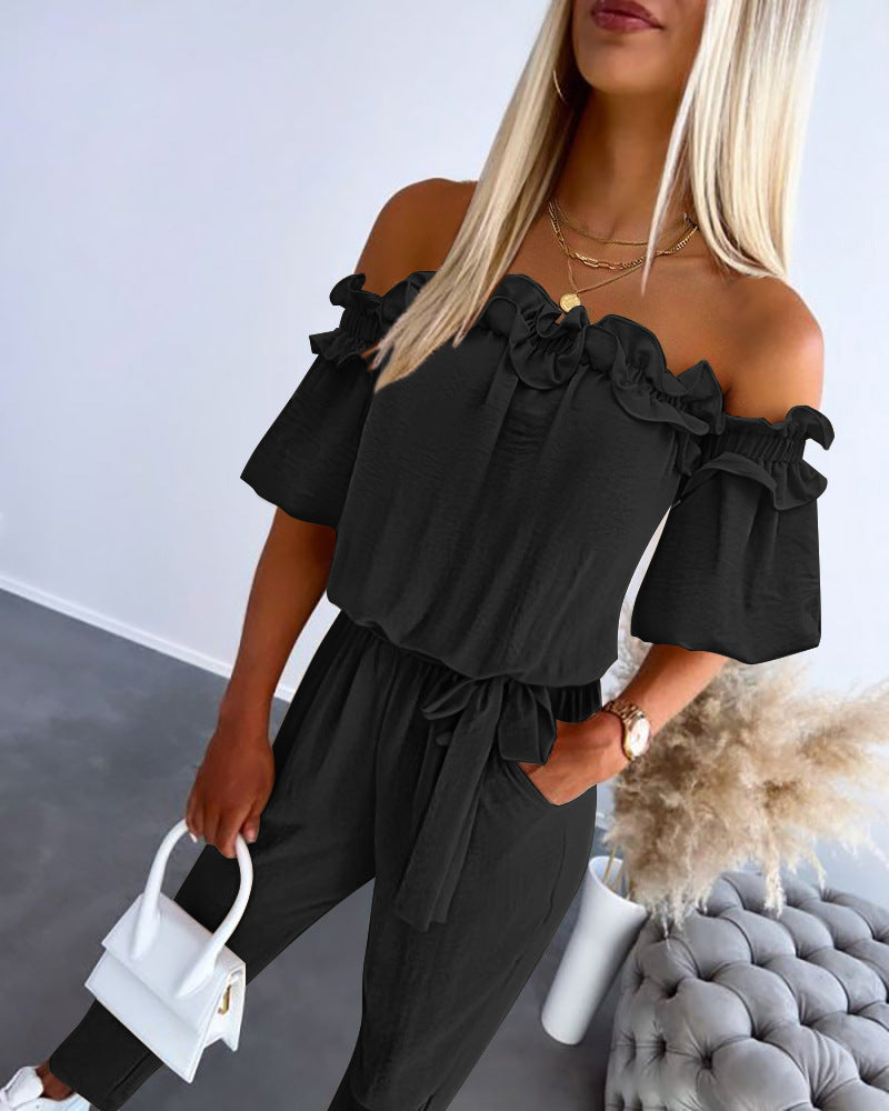 Women's Summer New Off Shoulder Jumpsuits Suit - Enfance-Heureuse
