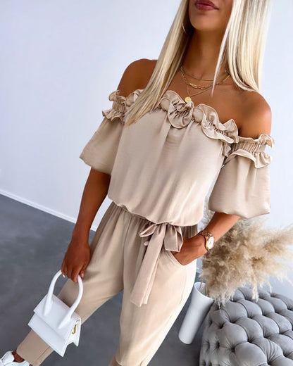 Women's Summer New Off Shoulder Jumpsuits Suit - Enfance-Heureuse