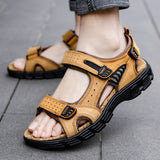 Men's Retro Casual Leather Sandals Outdoor Stylish Beach - Enfance-Heureuse