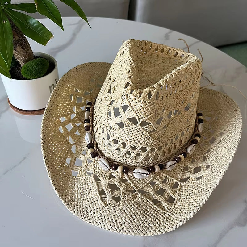 Bohemian Shell Straw Summer Beach Ethnic Style Hollow Sun Hat