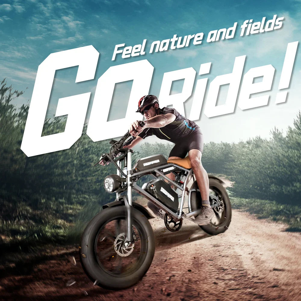 Vélo électrique DEEPOWER S7Pro pour adultes, 48 ​​V, 60 Ah, double batterie, pneus larges 20'' x 4.0, VTT électrique, 2000 W