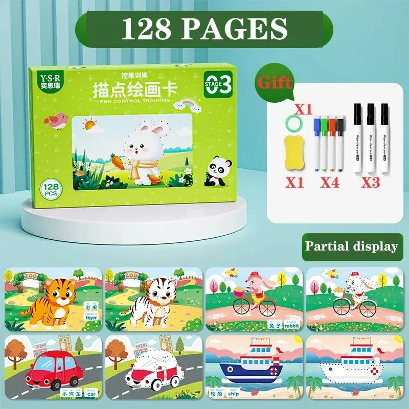 Reusable Magical Tracing Workbook Magic Practice Copybook Control Training Book Children Montessori Drawing Education Stationery - Enfance-Heureuse