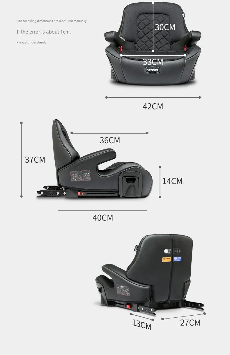 Besbet Children's Car Seat 3-12 Years Old Heightening Insole Car Portable Simple Baby Seat Cushions Isofix - Enfance-Heureuse