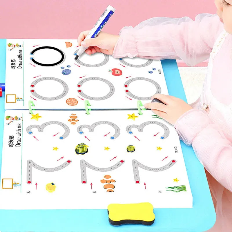 Magical Tracing Workbook Reusable Magic Practice Copybook Control Training Book Children Montessori Drawing Education Stationery - Enfance-Heureuse