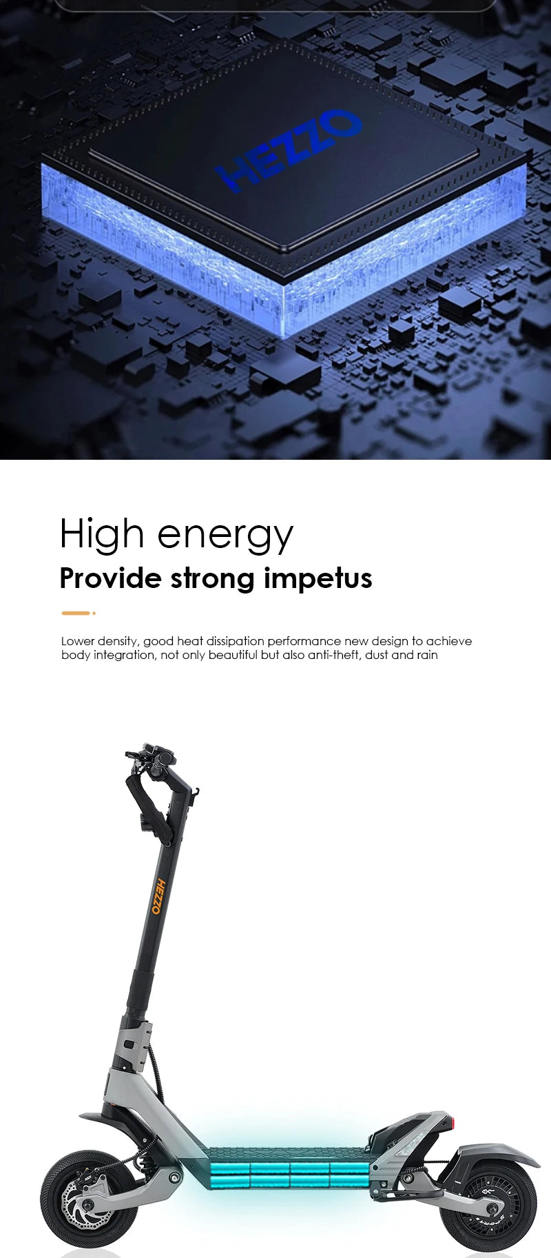 HEZZO F6 Electric Scooter 60V 1600W Dual Motors 10inch Off-road Folding Escooter 23AH Lithium Battery Long Range Full Suspension - Enfance-Heureuse