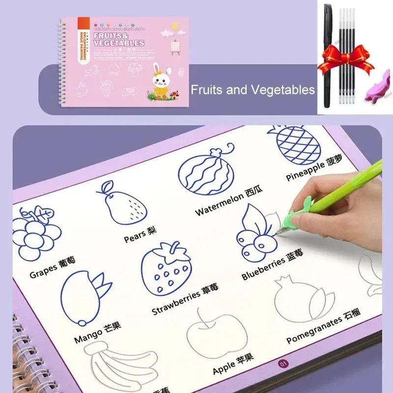 Magic Book Curious Copybook Children Drawing Books 3D Groove Reusable Educational Montessori Games for Writing Practice Book - Enfance-Heureuse