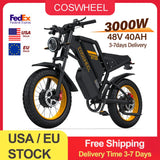 Vélo électrique Coswheel GT20 PRO 3000 W, moto électrique tout-terrain, 48 V, 40 Ah, double moteur, double batterie, VTT, gros pneus