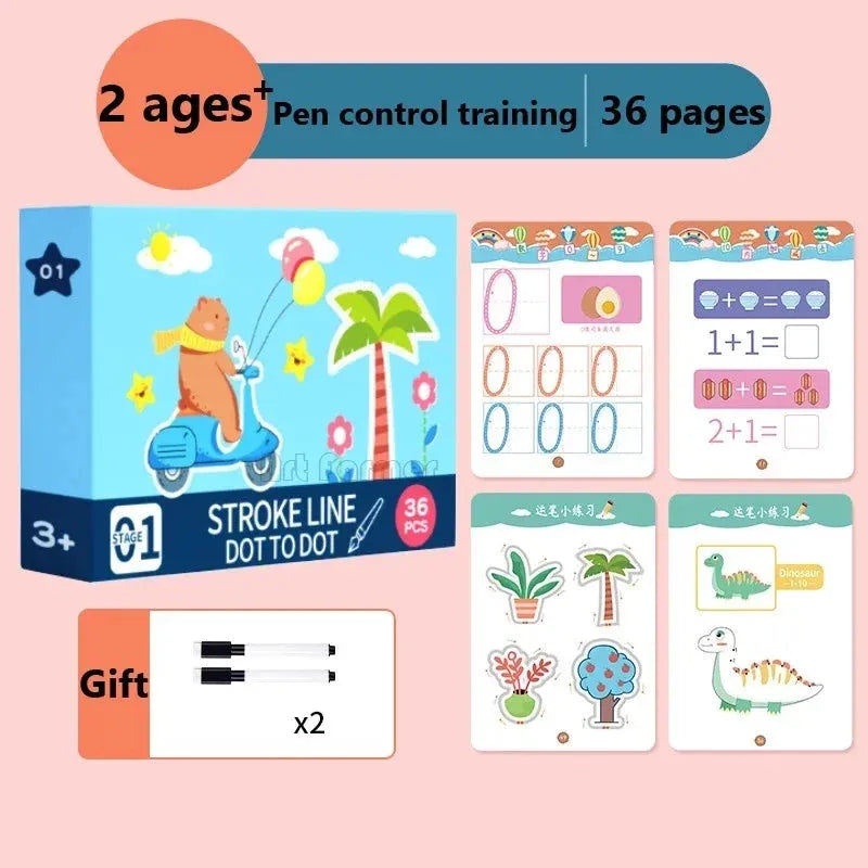 Magical Tracing Workbook Montessori Training Book Reusable Magic Practice Copybook Children Drawing Education Books - Enfance-Heureuse