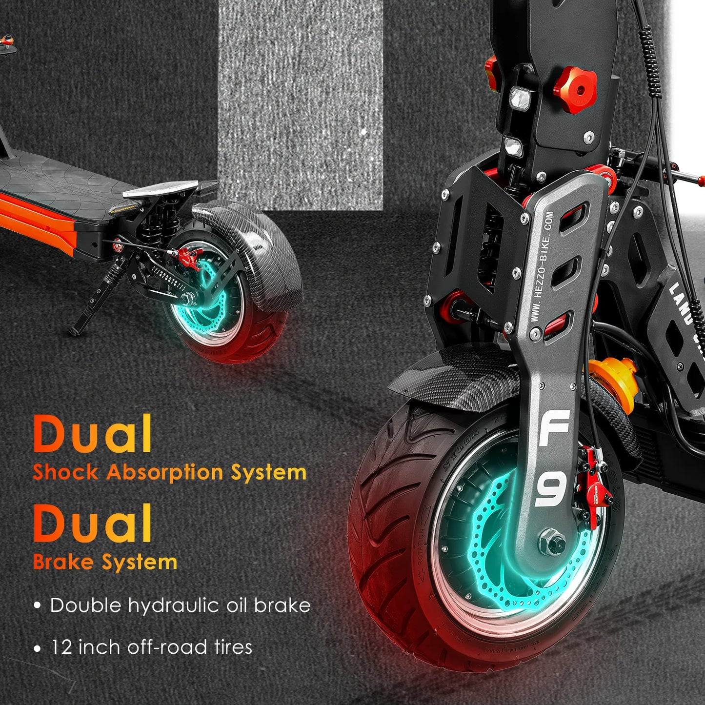 HEZZO F9 Foldable Electric Scooter for Adults 60v 8000w Dual Motors Powerful 60MPH EScooter Fat Tire 40Ah NFC Off Road Scooter - Enfance-Heureuse