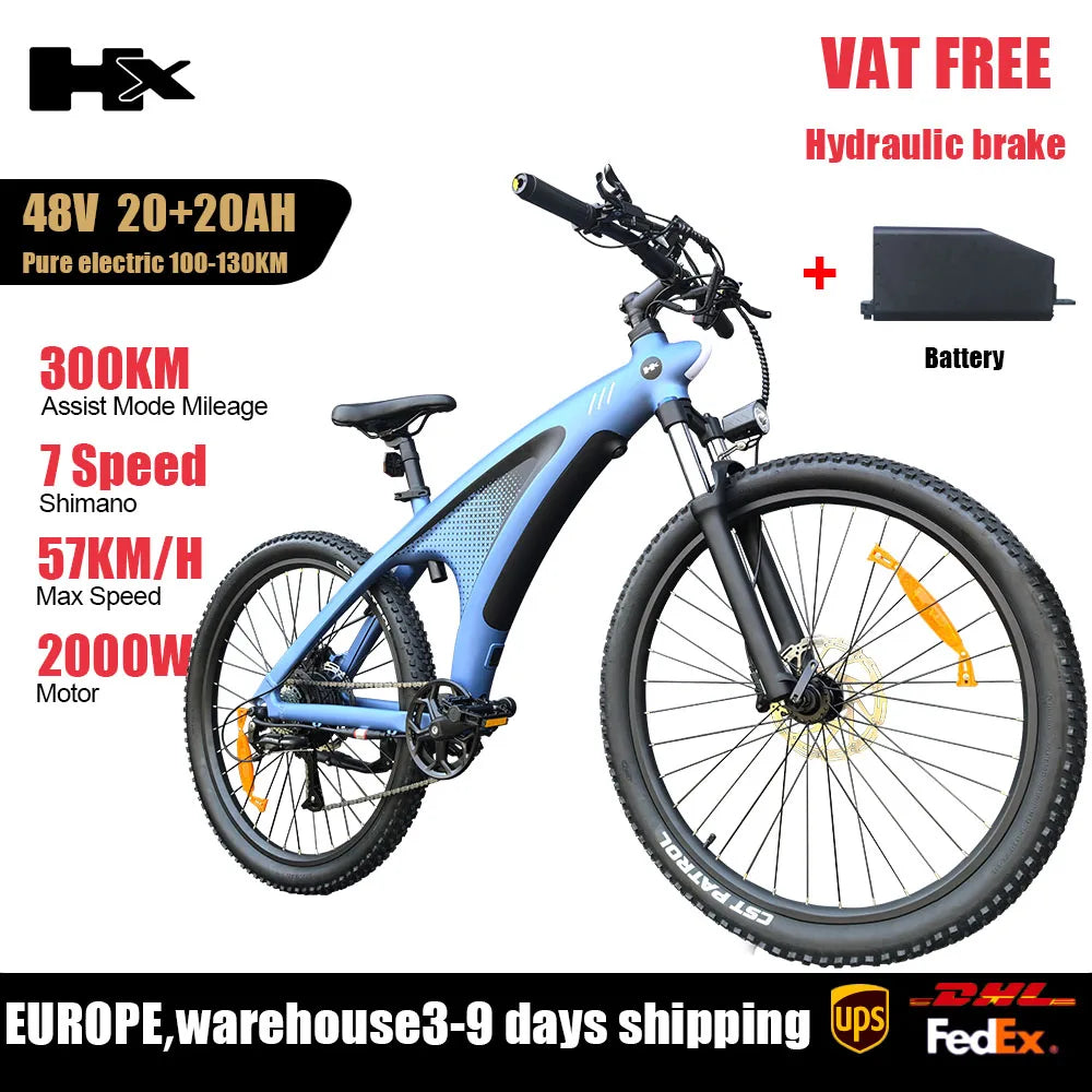 HX Q5 Ebikes 2000W Adults Electric Bike 57KM/H Electric Bicycle 27.5 Inch Removable battery Electric E Bikes Mountain Ebike - Enfance-Heureuse