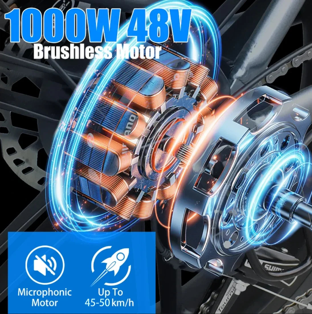 Vélo électrique tout-terrain DEEPOWER S7 pour adultes, moteur 1000 W, VTT électrique avec batterie LG 48 V 60 Ah, style moto tout-terrain