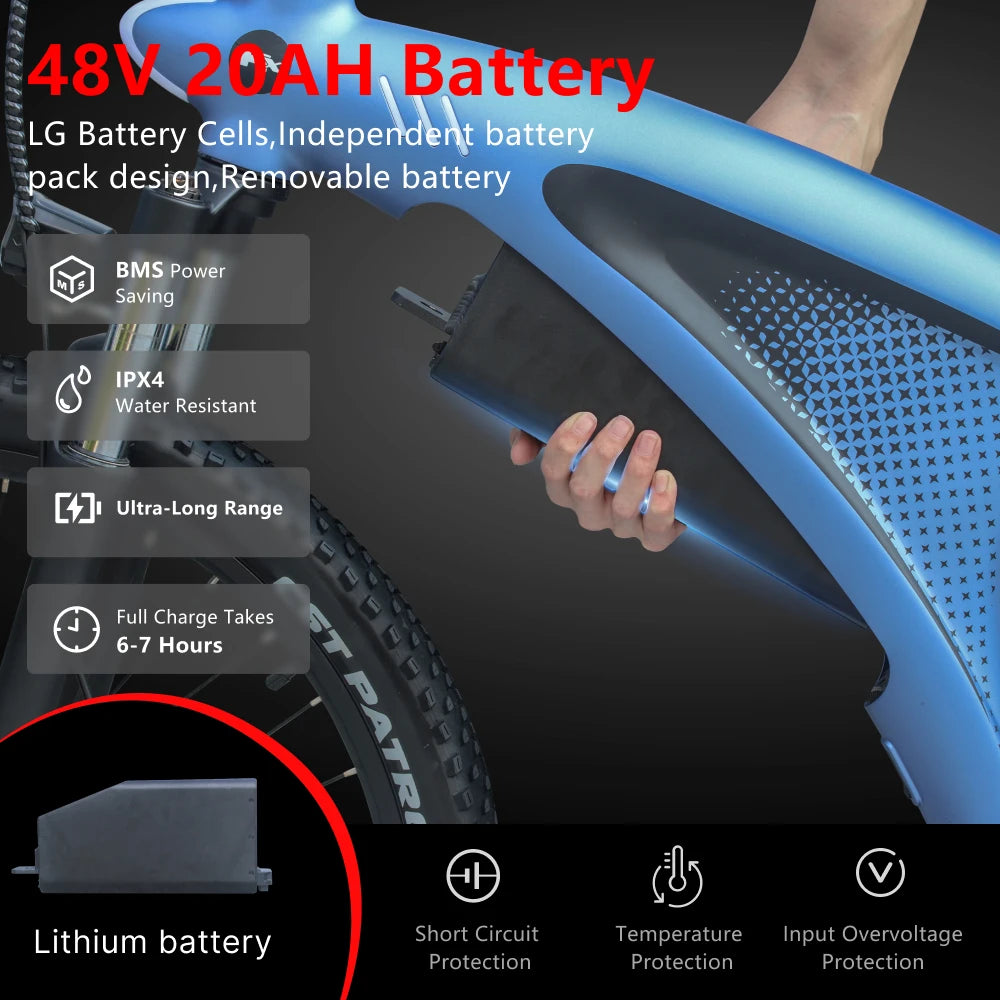 HX Q5 2000W Ebike Adult Electric Mountain Bicycle 27.5 inch Electric Bike 57km/h Removable battery Moped E Bikes Road Bike - Enfance-Heureuse