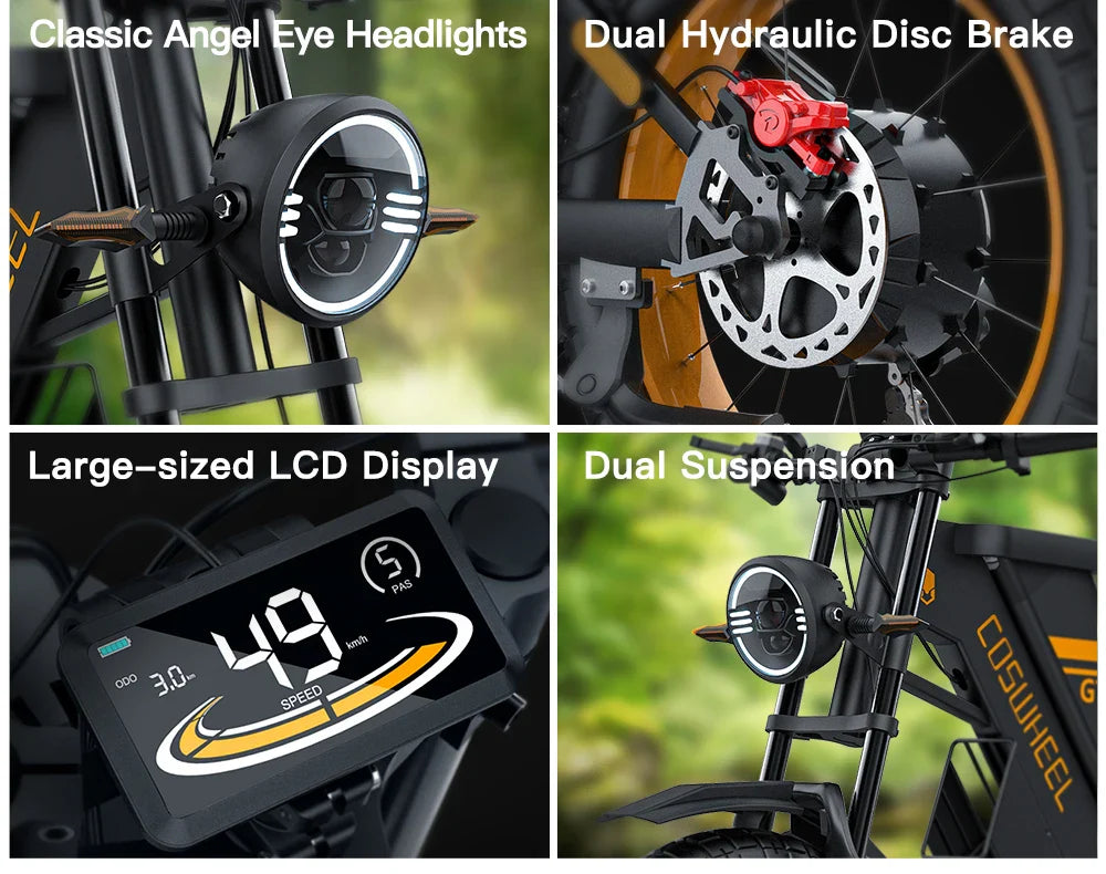 Coswheel Ebike GT20 Vélo électrique pour adulte VTT 20 pouces 48 V Vélo électrique Fatbike Motos pour adultes Drit bike