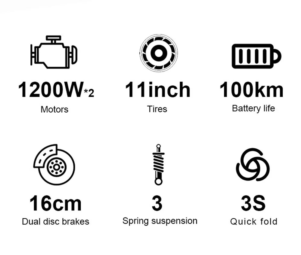 HX X10 18.2AH Electric Scooter 2000W 50KM/H Foldable Electric Kick E Scooter Dual Motors 11 Inch Escooter for Adults - Enfance-Heureuse