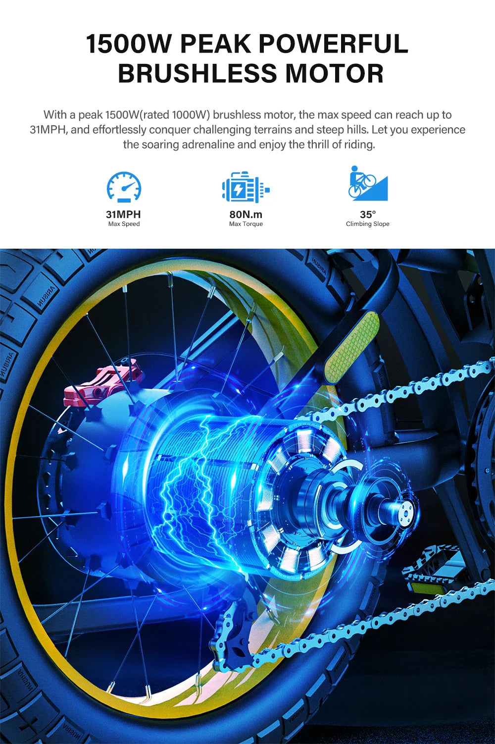 Coswheel Ebike GT20 Vélo électrique pour adulte VTT 20 pouces 48 V Vélo électrique Fatbike Motos pour adultes Drit bike