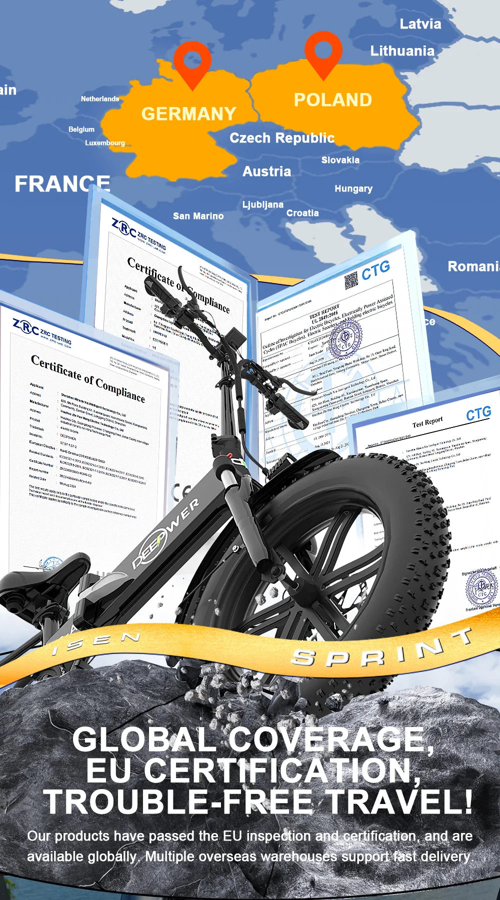 Vélo électrique DEEPOWER S7Pro pour adultes, 48 ​​V, 60 Ah, double batterie, pneus larges 20'' x 4.0, VTT électrique, 2000 W