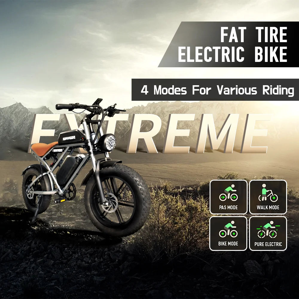 DEEPOWER S7Pro Electric Bike for Adults, 48V, 60Ah,Dual Battery, 20''x4.0 Fat Tires,Snow Mountain E-Bike, 2000W Electric Bicycle - Enfance-Heureuse