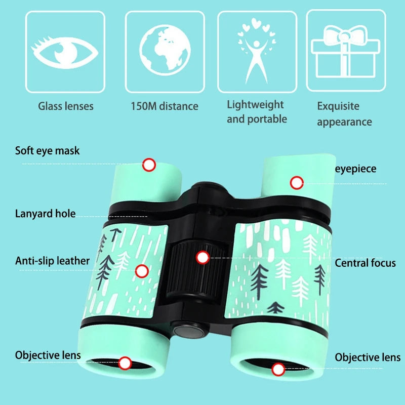 Jumelles 4X30 en Plastique Enfants Mini TéLescope Coloré pour Enfants Jouets de Plein Air HD Oculaire Lentille D'Objectif - Enfance-Heureuse
