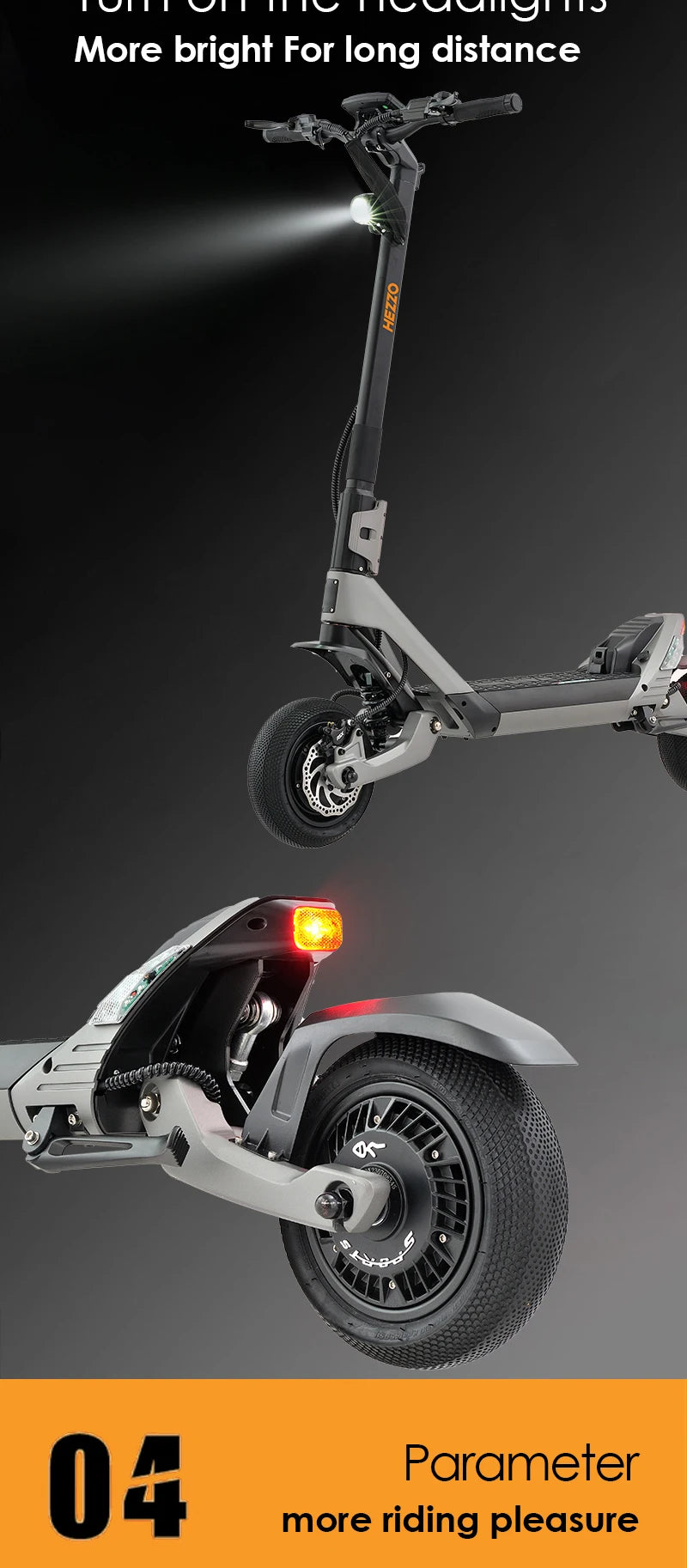 HEZZO F6 Electric Scooter 60V 1600W Dual Motors 10inch Off-road Folding Escooter 23AH Lithium Battery Long Range Full Suspension - Enfance-Heureuse