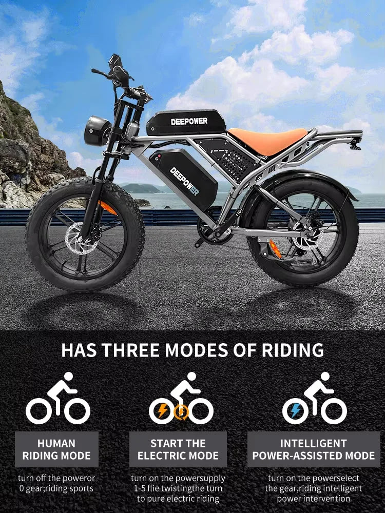 DEEPOWER S7 Off-Road Electric Bike for 1000W Motor Adults Mountain Ebike with 48V 60AH LG Battery All-Terrain Motorcycle Style - Enfance-Heureuse