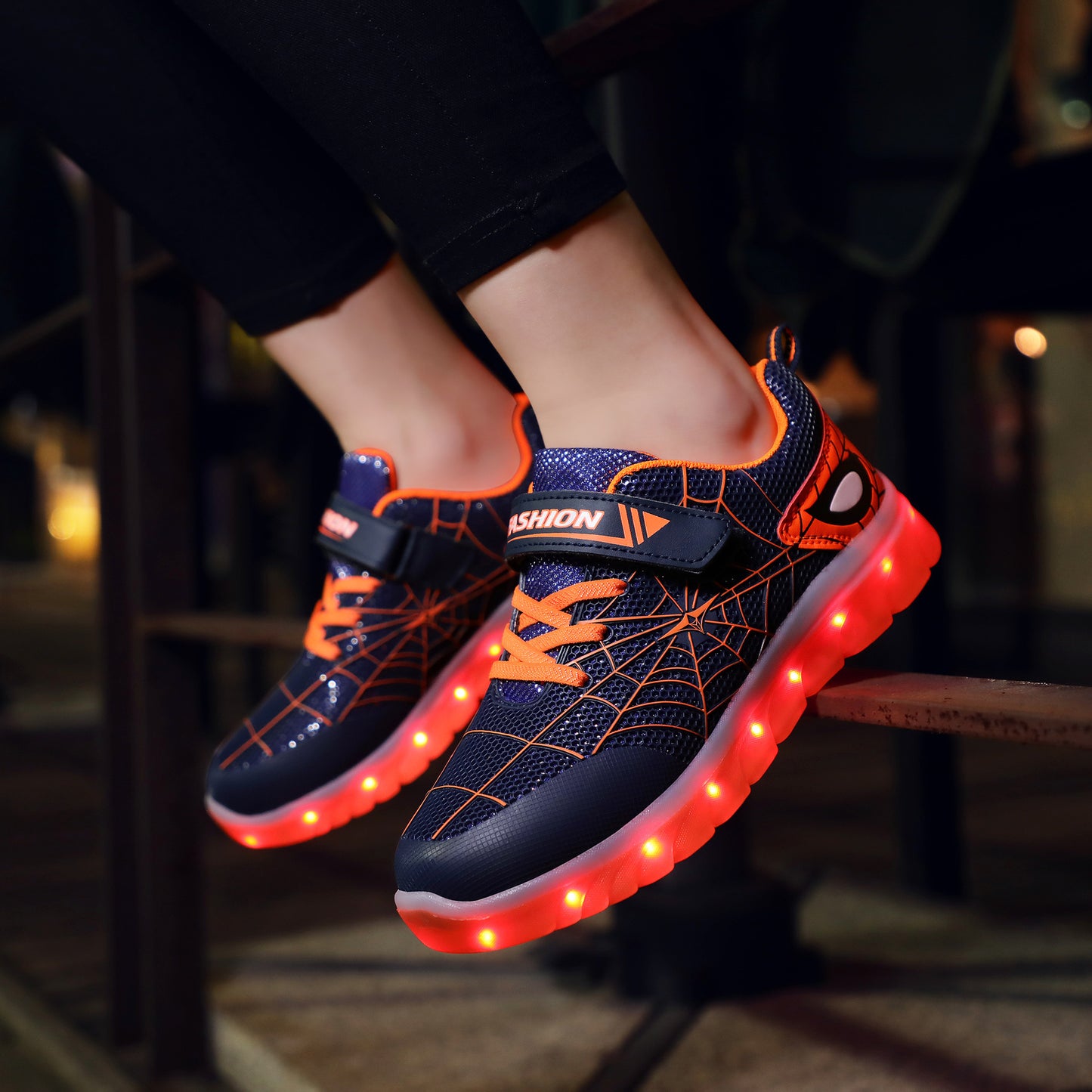 Size 26-37 Kids Led USB Recharge Glowing Shoes Children's Hook Loop - Enfance-Heureuse