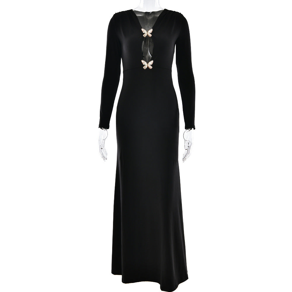 Hip Bag Fashion Long Sleeve Pleated Dress - Enfance-Heureuse