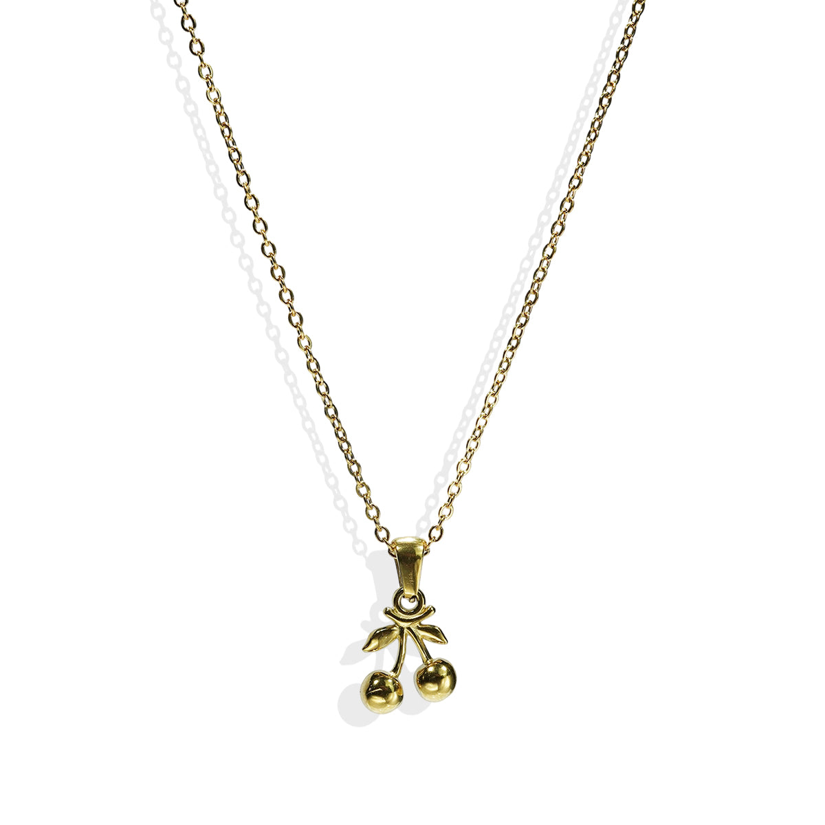 Lxalry 18K Gold Plated Stainless Steel Cherry Pendant Necklace And Earrings Set For Women - Cute Minimalist Jewelry For Daily Wear, Gifts, Summer Parties, And Anniversaries - Waterproof & Hypoallergen