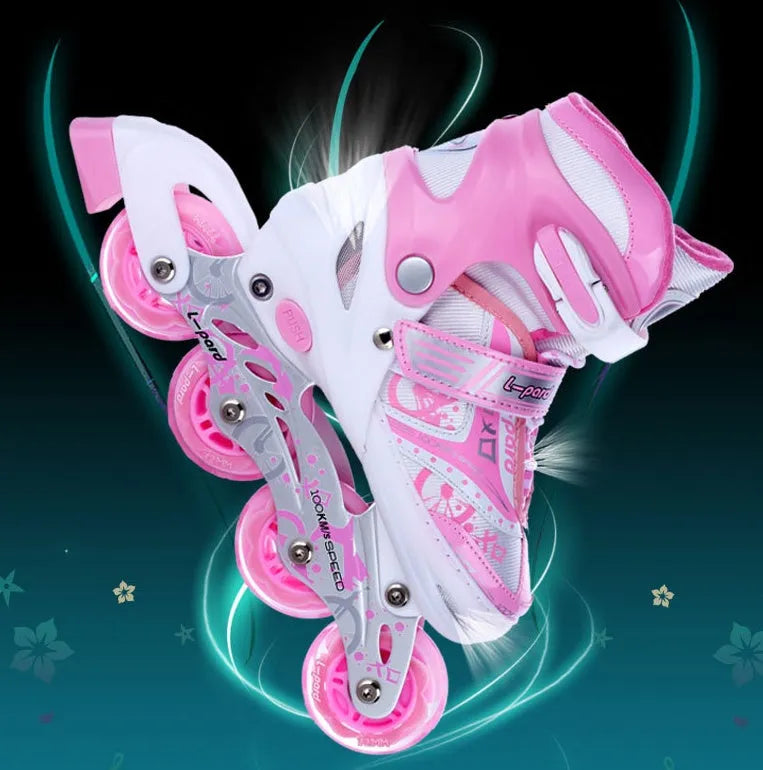 Skate enfants ensemble complet débutant réglable Skate chaussures garçons patins à roulettes femmes - Enfance-Heureuse