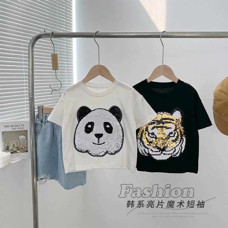 T-shirt manches courtes Panda Garçons Haut à manches mi-longues - Enfance-Heureuse