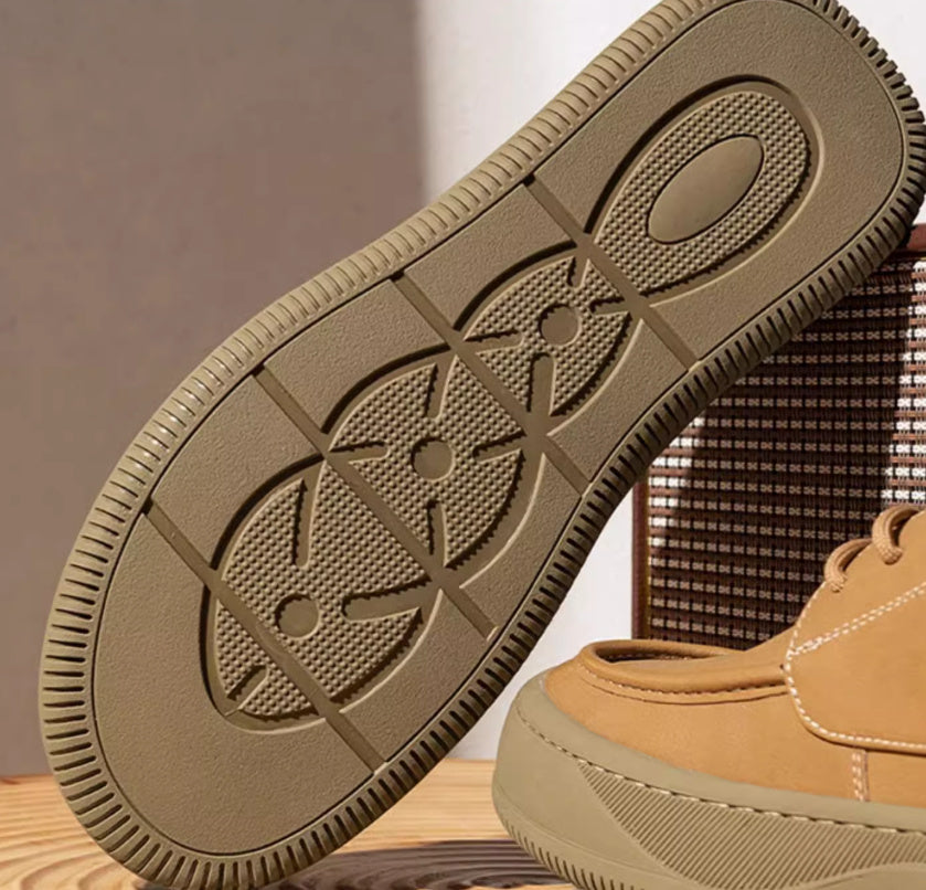 Chaussures décontractées en cuir marron rétro britannique à gros orteils