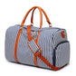 New Fashion Stripe Contrast Color and Leather Canvas Big Bag - Enfance-Heureuse