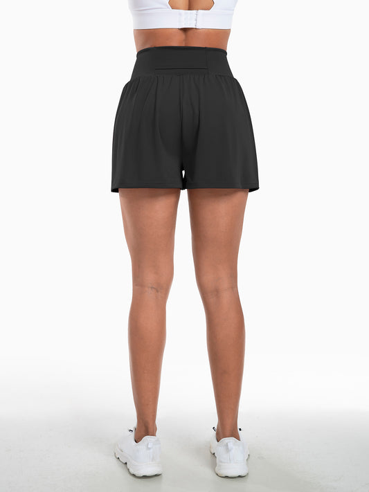 Sports Yoga Shorts High Waist Fake Two-Piece Outdoor Fitness Pants Invisible Dungarees Breathable Quick-Drying Training Wear - Enfance-Heureuse