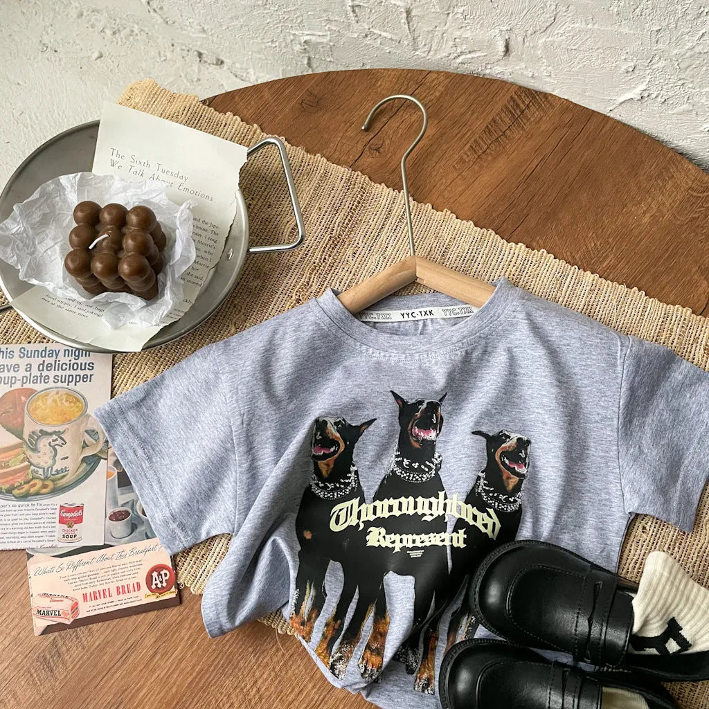 T-shirt tendance pour garçons Doberman Pinscher décontracté - Enfance-Heureuse