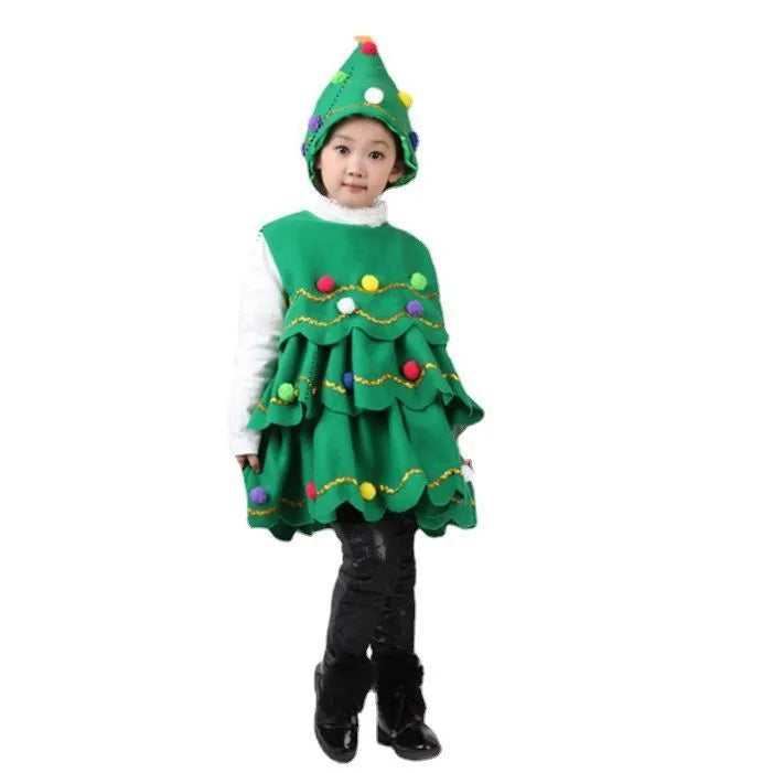 Children's Christmas Tree Performance Dance Costumes - Enfance-Heureuse
