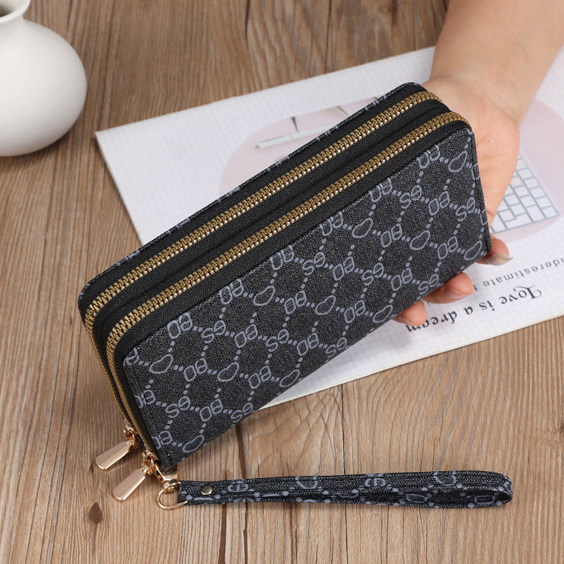 Long Wallet Clutch Mobile Phone Bag Coin Purse Zipper Bag Wallet - Enfance-Heureuse