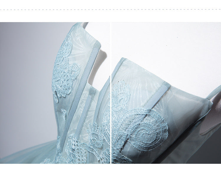 Grey Green Suspender Bra Evening Dress For Women - Enfance-Heureuse