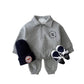Fleece-lined Lapel Sweatshirt And Sweatpants Suit Children's Two-piece Suit - Enfance-Heureuse