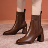 Thick Heel Round Toe Mid-heel Retro Mid-tube Women's Shoes - Enfance-Heureuse