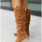 Autumn And Winter Low Heel Side Zipper Suede Women's High Boots - Enfance-Heureuse
