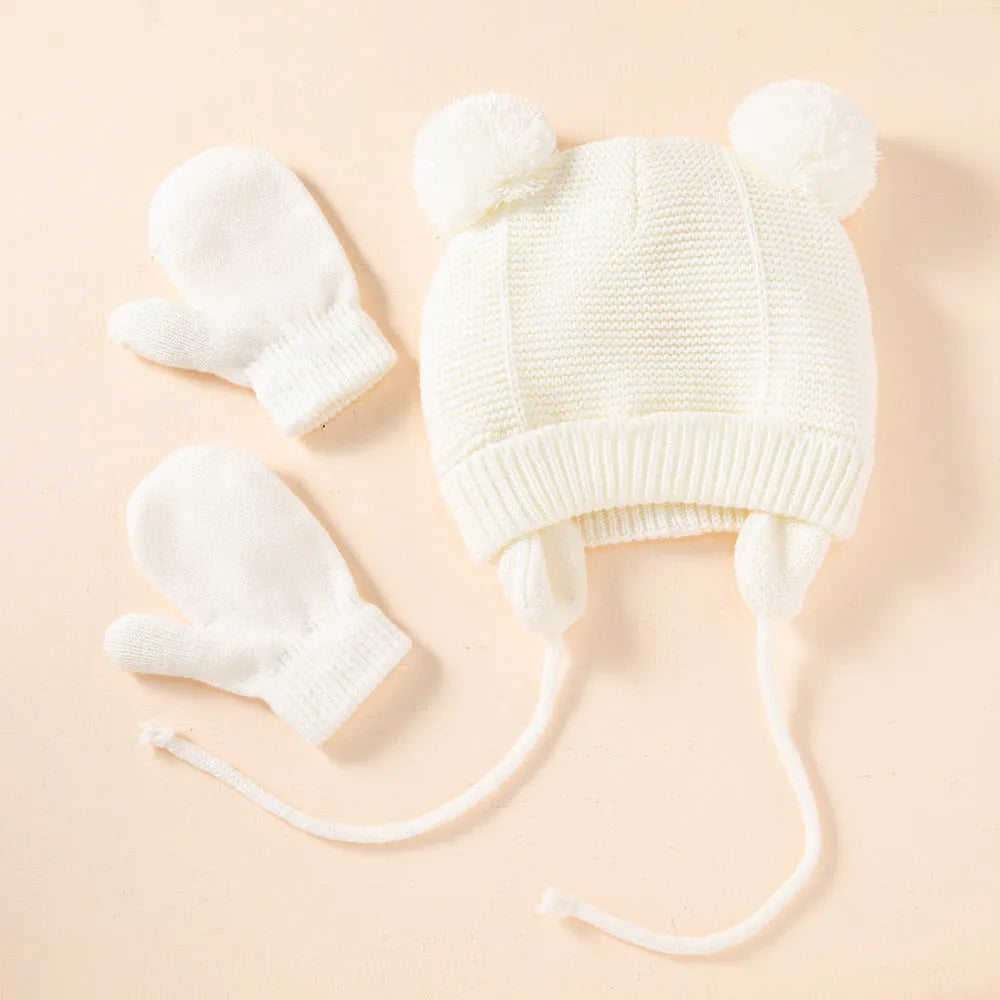 Bonnet tressé pour enfants Gants Protection auditive chaude Bonnet tricoté pour enfants
