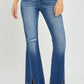 RISEN Full Size High Rise Front Slit Frayed Hem Flare Jeans - Enfance-Heureuse
