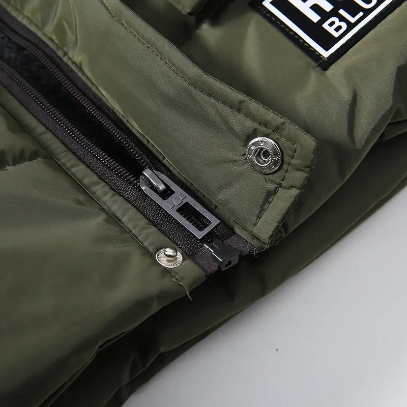 Veste matelassée en coton chaud avec grand col en fourrure pour garçon