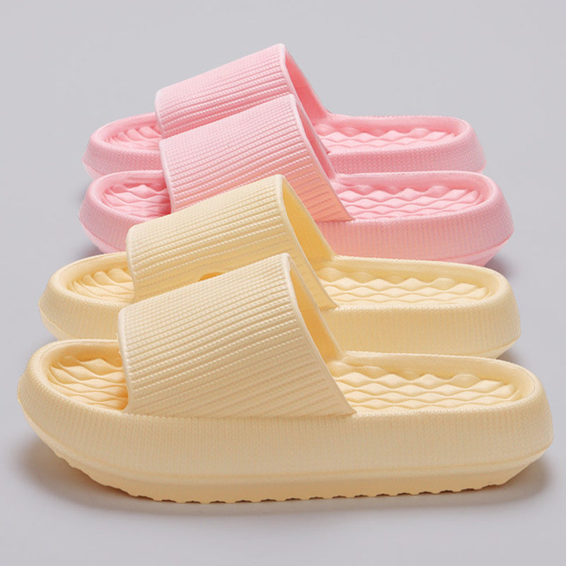 Summer EVA Slippers Solid Color Rhombus Stripe Anti-slip Slippers New Women's Home Shoes - Enfance-Heureuse