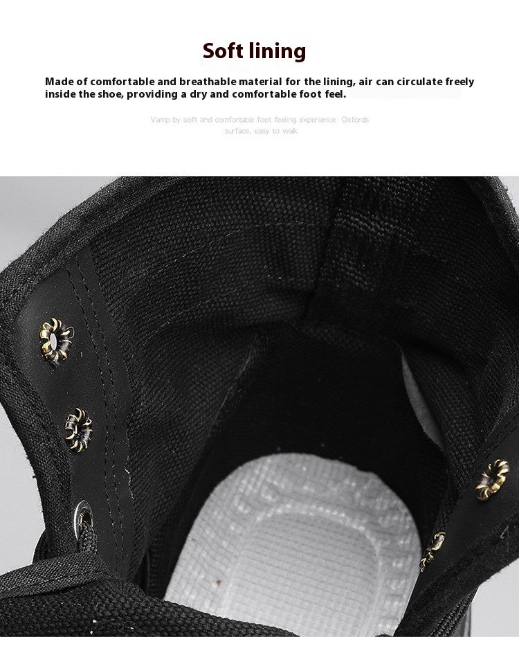 Thick-soled Canvas Casual Sports Men's All-match Work Motorcycle Boots - Enfance-Heureuse