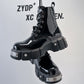 New Men's Chunky Heel Platform Round Head Lace-up Martin Boots - Enfance-Heureuse